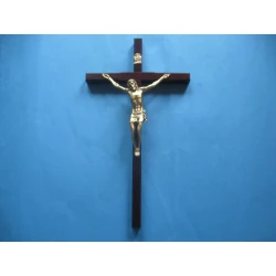Krzyż drewniany na ścianę mahoń 45 cm